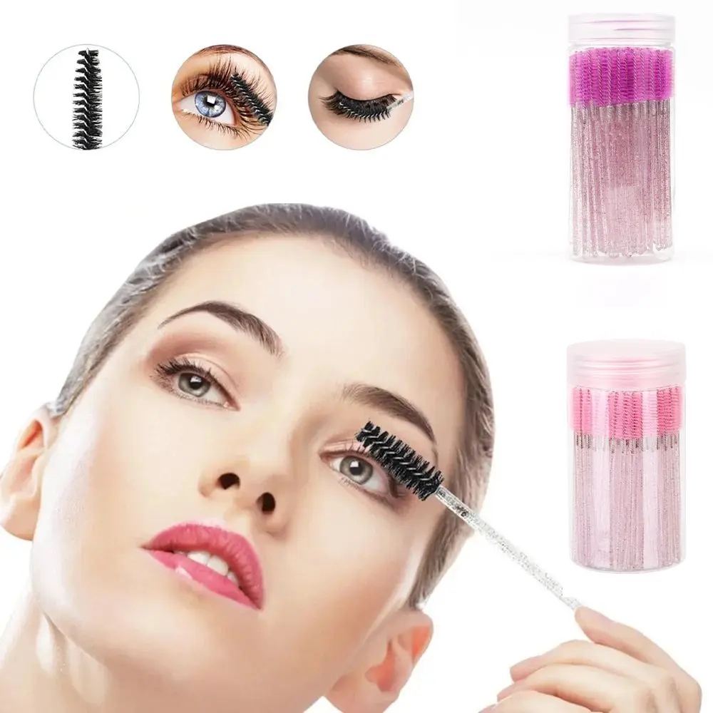 Fashion Crystal Pole Disposable Mascara Wands Elasticity Colorful Eyelash Extension Microbrush Glitter Eyebrow Applicator