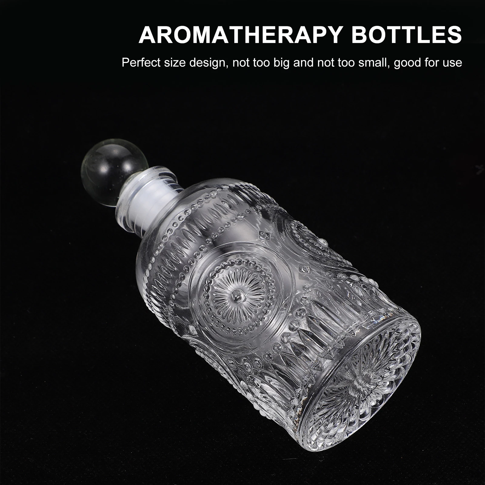 

2Pcs 200Ml Essential Oil Diffuser Bottles Reusable Glass Aromatherapy Storage Jar Retro Carving Design Room Decoration Gift