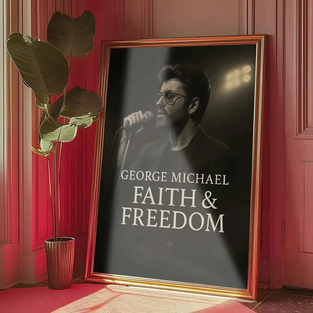 ملصق جورج مايكل لملحن الموسيقى ملصق مساحة مثالية ذاتي اللصق للمكتب والمنزل والمسرح وديكور فني للحائط هدية رائعة #4