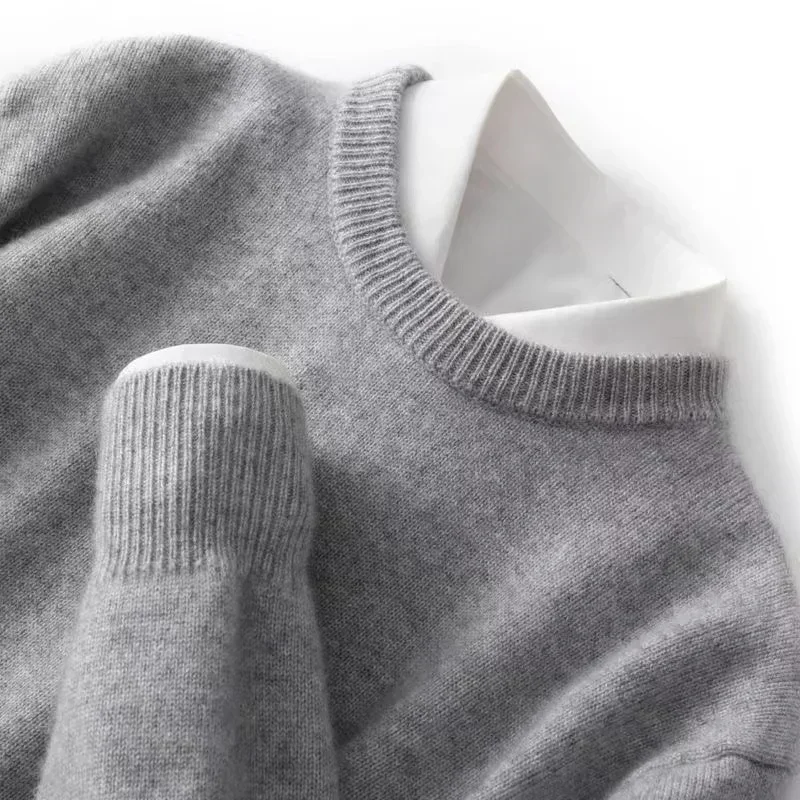 Autumn/Winter Pullover Men's Business Cashmere Round Neck Knitted Woolen Pullover Sweater Warm Long Sleeve High Quality Sweater