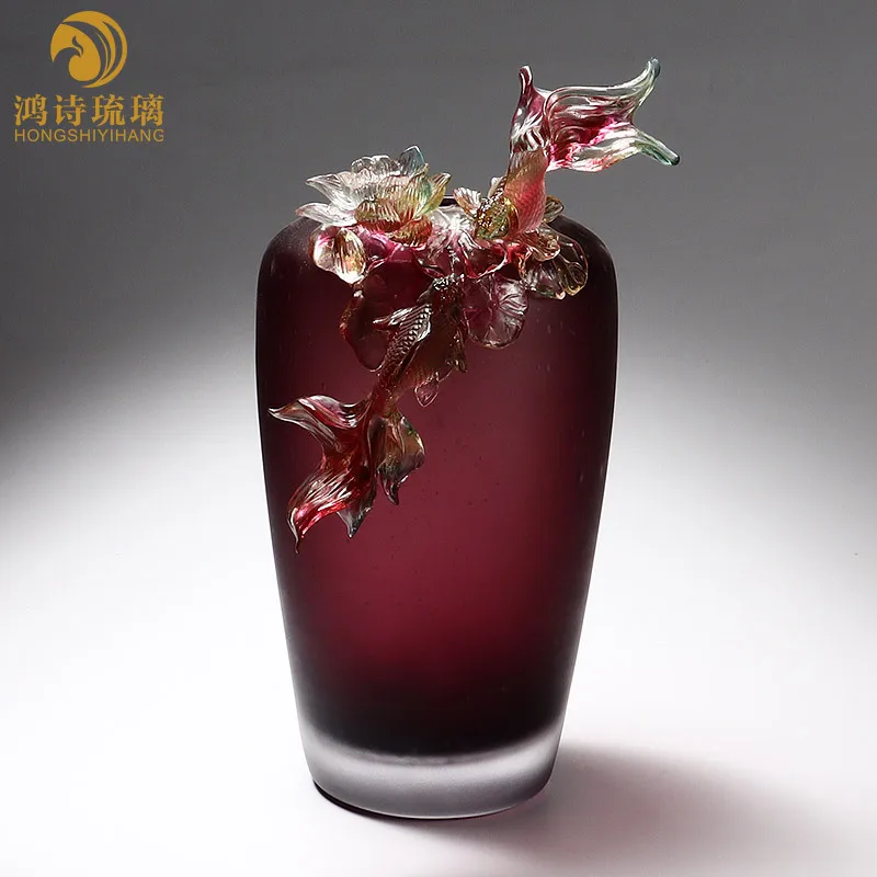 Beauty between heaven and earth vase living room entrance decoration high-end business gifts ancient glass light luxury gifts