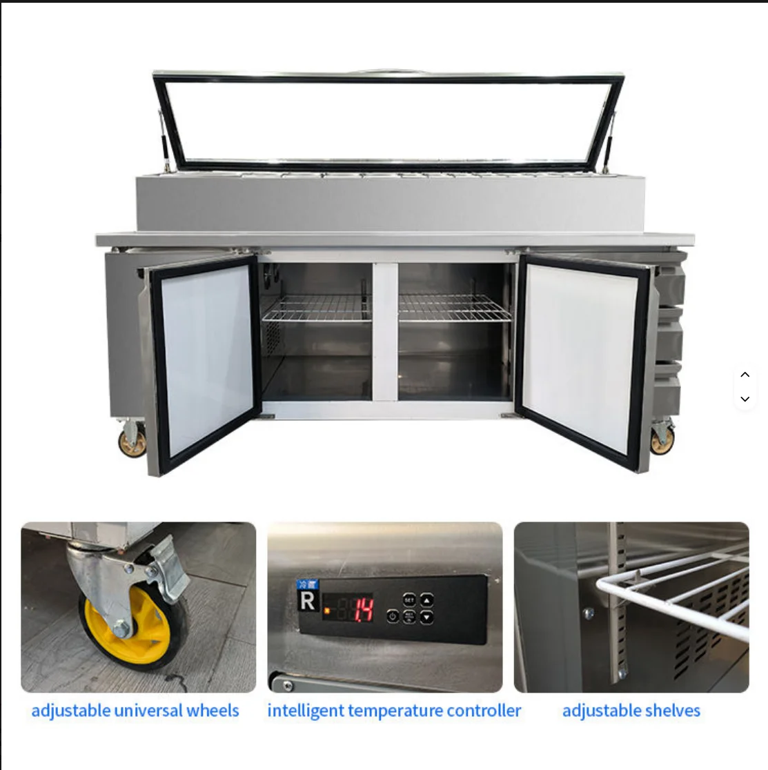 For Commercial Pizza Prep Table Counter/refrigerated Sandwich Prep Table With Intelligent Temperature Control For Restaurant Bar
