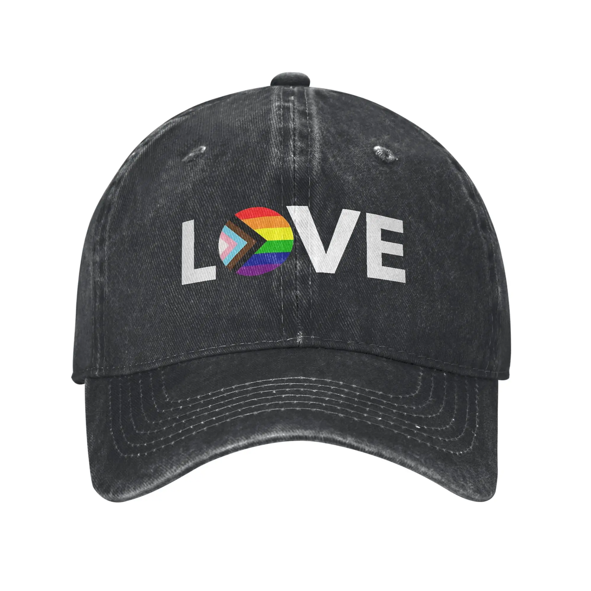 LGBT Pride Progress Pride Love Baseball Caps Distressed Washed  Sun Cap Men Women Outdoor All Seasons Travel Adjustable Hat