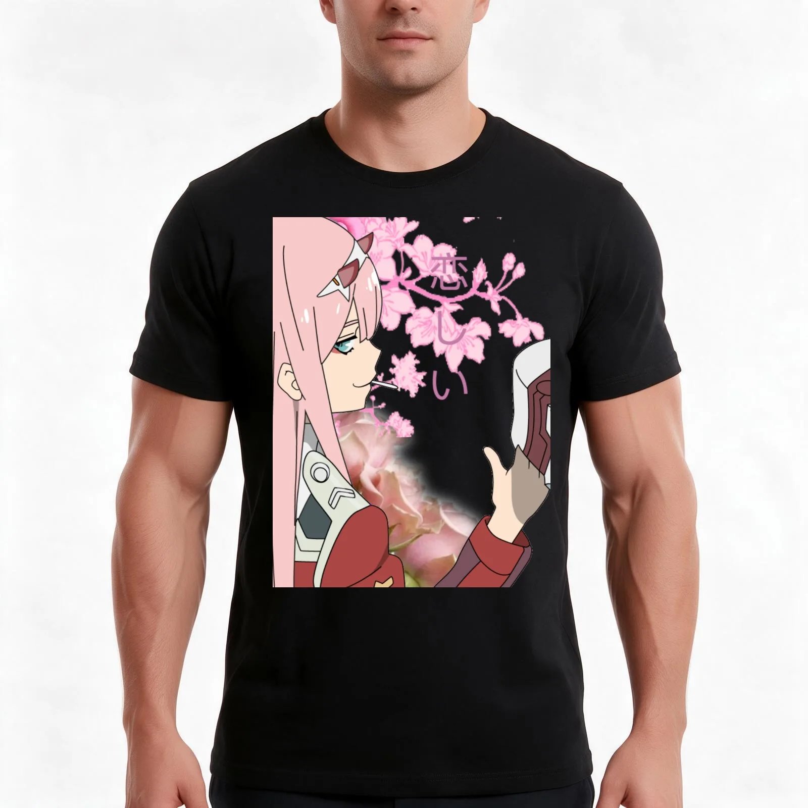 002 (Larger ) Darling in the Franxx T-Shirt Summer Casual Cotton Tee, Oversized Streetwear Tops, 100% Cotton