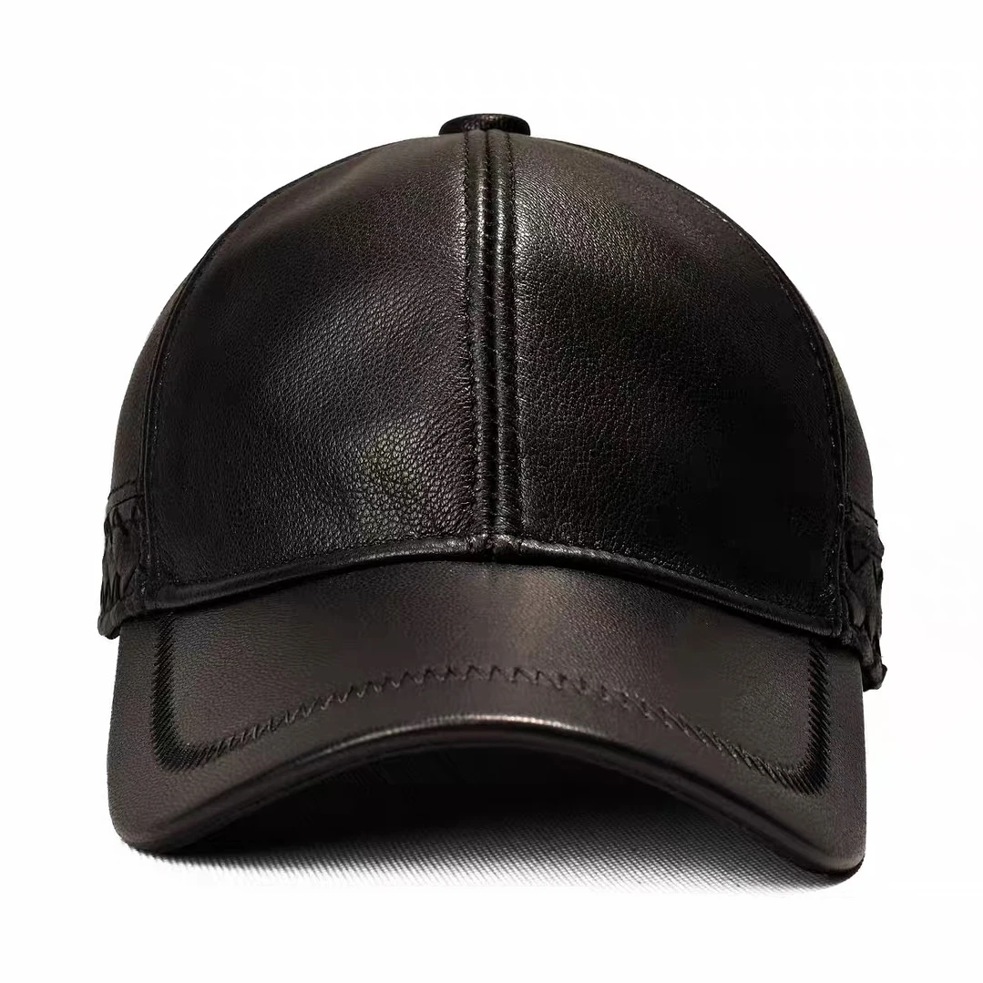New 2026 Spring/Winter Man Genuine Leather Baseball Caps Male Casual Sheepskin Warm 56-60 Adjustable Sprot Flight Hats