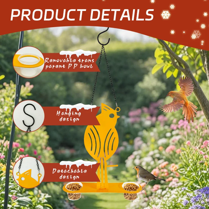 Golden Oriole Bird Feeder Metal Hanging Ornament Outdoor Garden Courtyard Hummingbird Feeder Handicraft Decoration