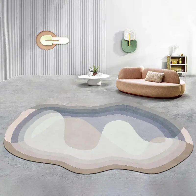 Alfombra moderna minimalista Irregular para decoración de sala de estar, tapete de área grande, antideslizante, lavable, para dormitorio y mesita de