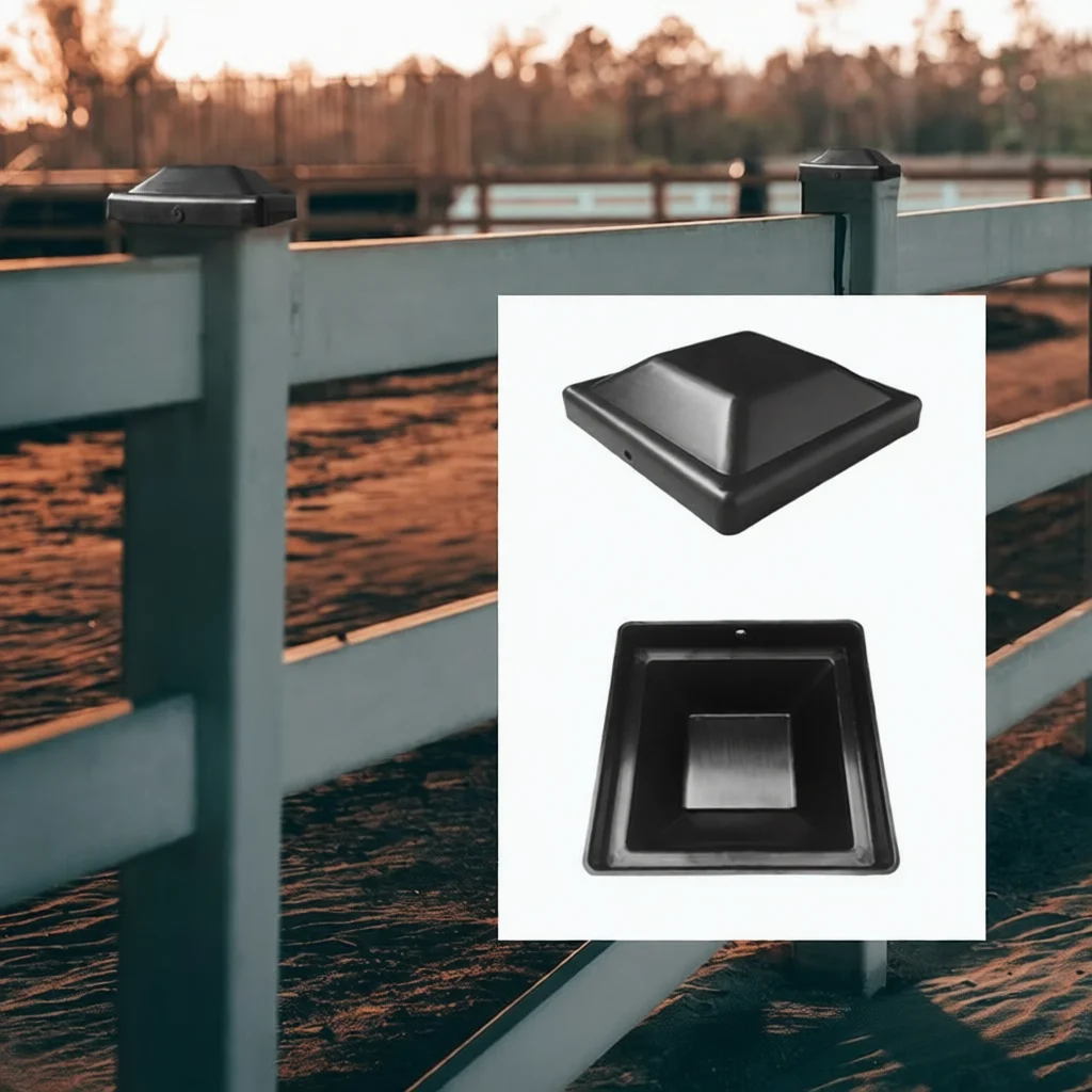 Fence Post Caps 4x4 Plastic Protective Cover Outdoor Wooden Fence Finial Waterproof Durable Garden Yard Deck Landscaping Black