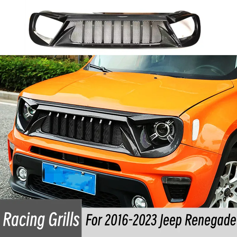 

For 2016-2023 Jeep Renegade Racing Grills Matt Carbon Grille Air Intake Styling Exterior Tuning Accessories Part