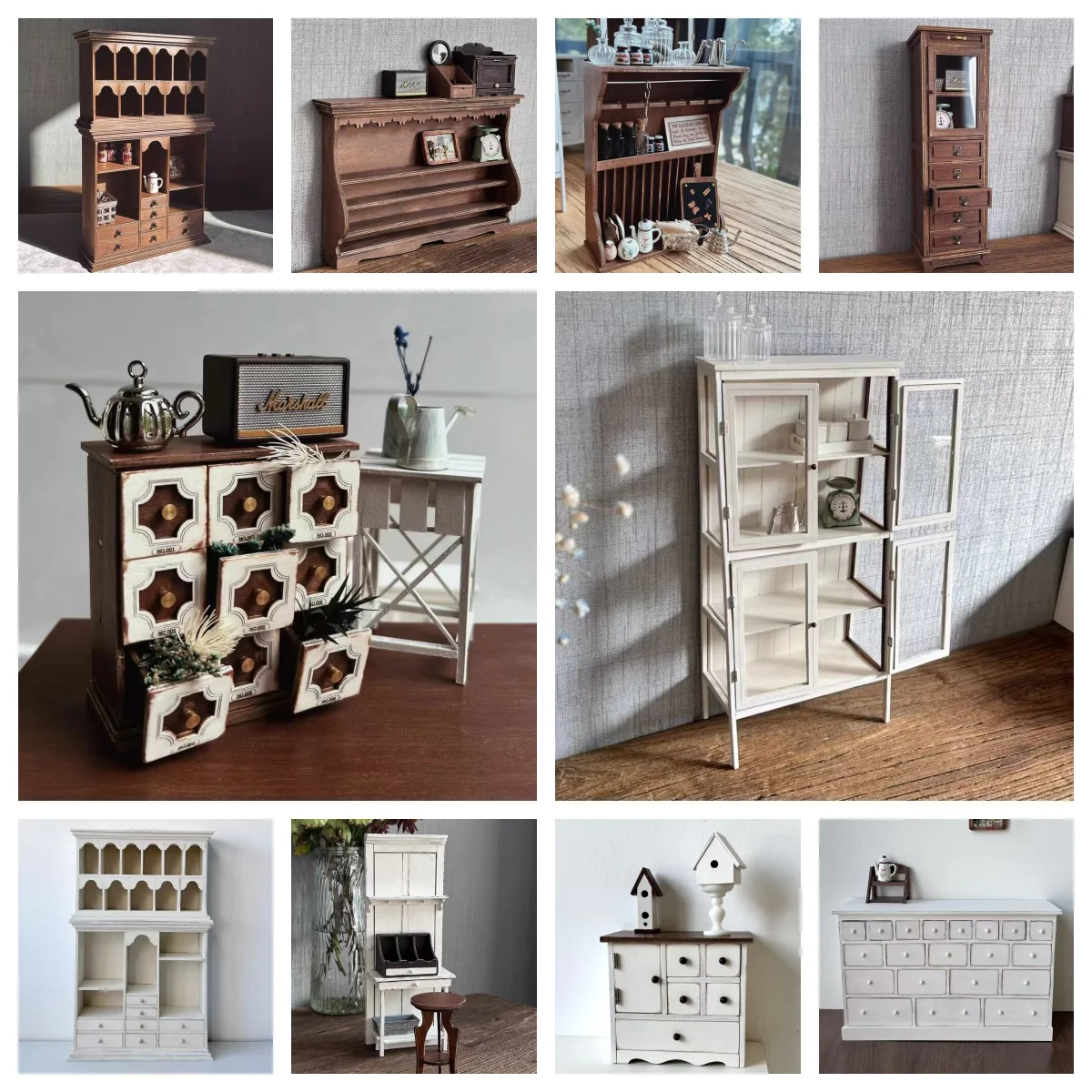 

1/6Dollhouse Miniature Display Cabinet Bar Table American Style Garden Door Storage Shelf BJD Doll Furniture Display Props Decor