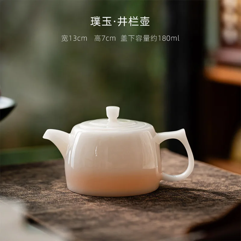 Ice White Porcelain Xishi Pot Handmade Dehua Ceramic Teapot Household Kung Fu Tea Set Single Pot Suet Jade Texture Tea Ceremony