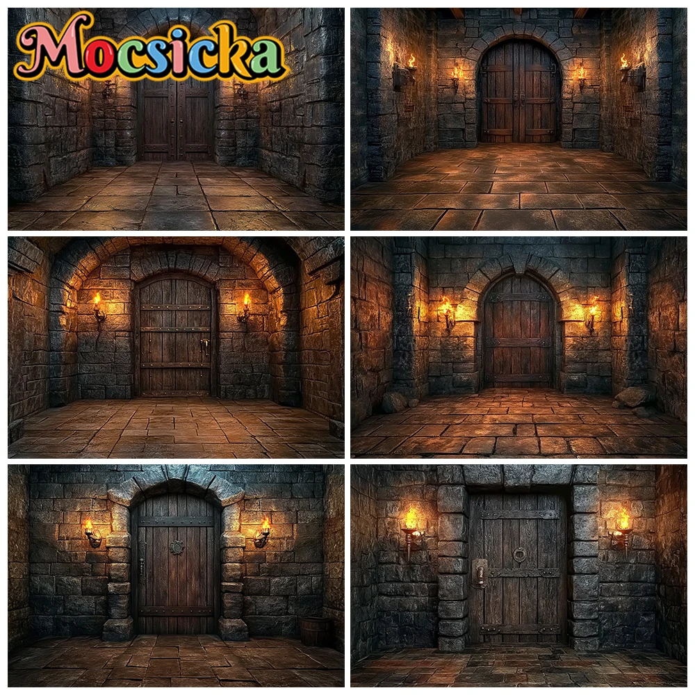 

Mocsicka Photography Background Child Shower Birthday Portrait Backdrops Ancient Stone Castle Maze Door Decorations Photo Studio