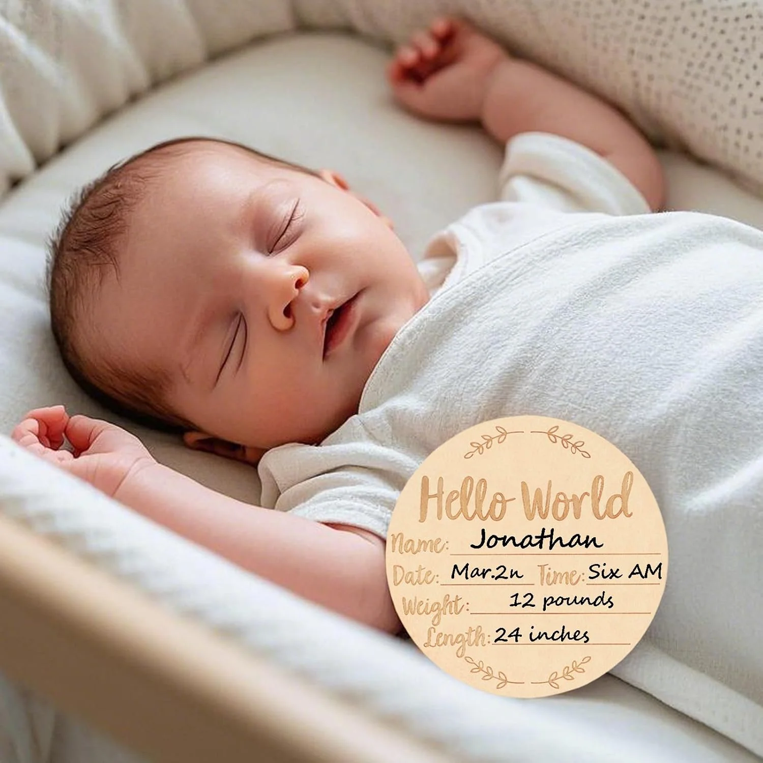 20pcs  Modern Baby Announcement Sign, Newborn Photo Prop, Wood Plaque, Shower Gift
