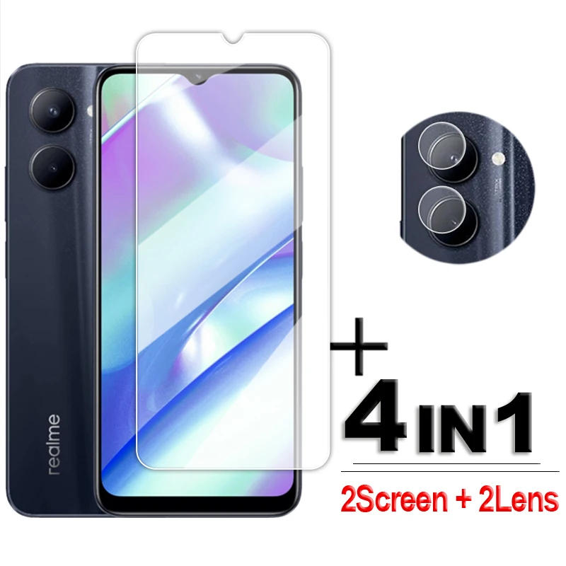 For Realme C33 Glass Realme C33 C30 C30s C31 C35 C53 C55 Tempered Glass Full Glue Clean Screen Protector  Realme C33 Lens Flim