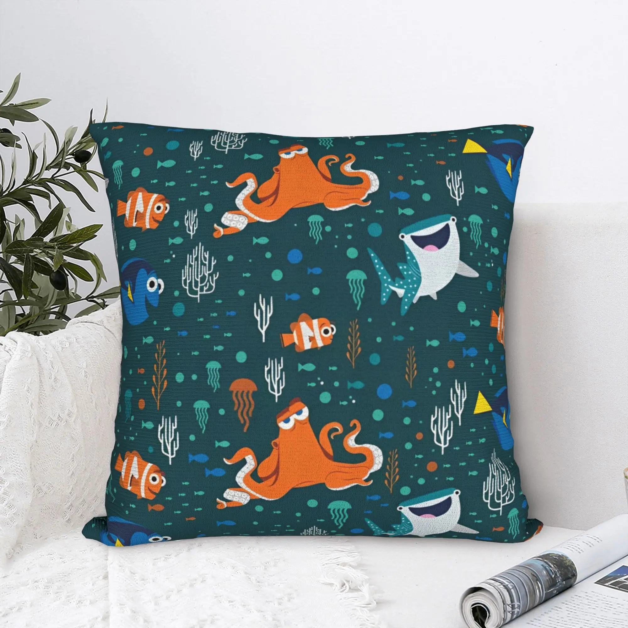 Finding Nemos Dorys Bruce Squirt Crush Pillowcase Cushion Cover Decoration  Throw Pillow Case Cover Bedroom Square 40*40cm