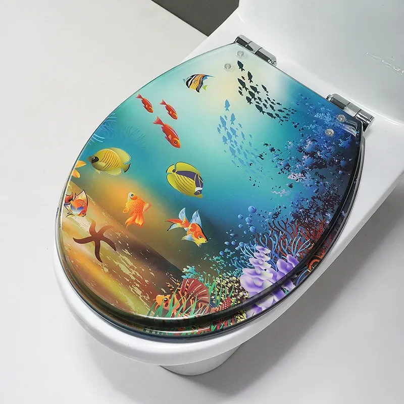 Universal Resin Toilet Seat Cover  Slow Close for U V O Shape Toilets - Replacement Mute Lid