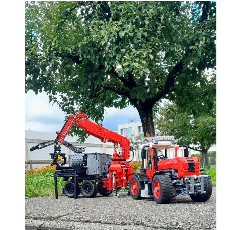 MOC-233463New remolque trituradora de madera, miniatura de bloques de construcción 2285 piezas MOC, bloques de construcción creativos para niños, juguete para regalo de cumpleaños