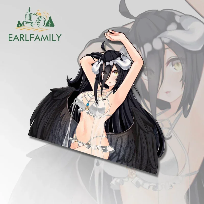 EARLFAMILY 13cm X 11.9cm For Albedo Bikini Pajama Sexy Cat Girl Car Stickers Creative Scratch-Proof Decals Car Label Decoration