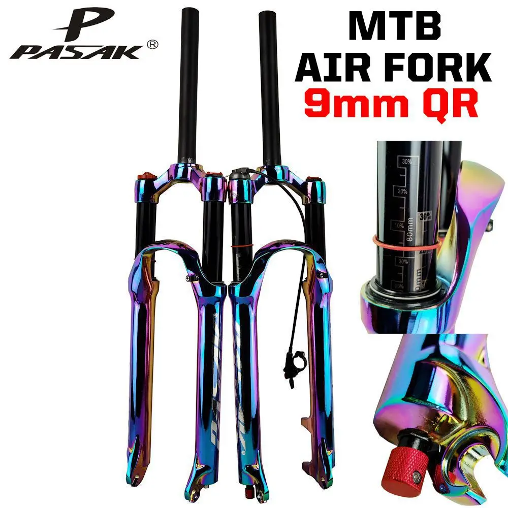 

PASAK Rainbow Mountain Bike Air Suspension Fork, Rebound Adjustment, Lockout 26/27.5/29 Inch