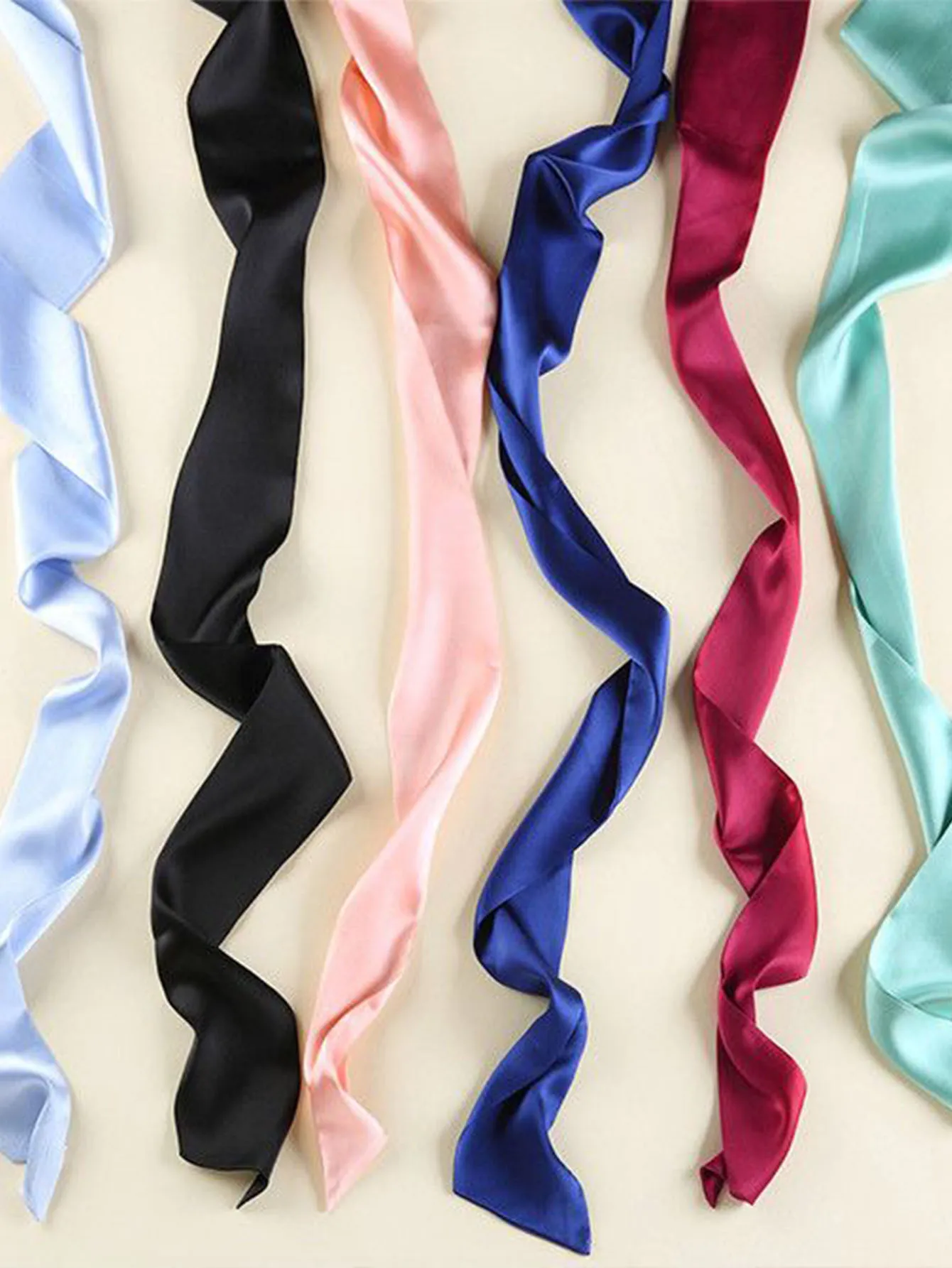 2-meter solid color elongated waistband, slender strip, ribbon, scarf, Korean decorative scarf, ins headband, tie bag, ribbon