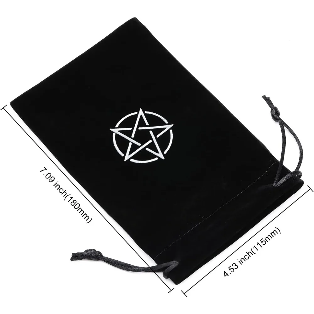 8Pcs 8Styles Tarot Cards Fabric Bag Rectangle Black Velvet Craft Drawstring Bags Tarot Cards Storage Pouches for Playing Cards