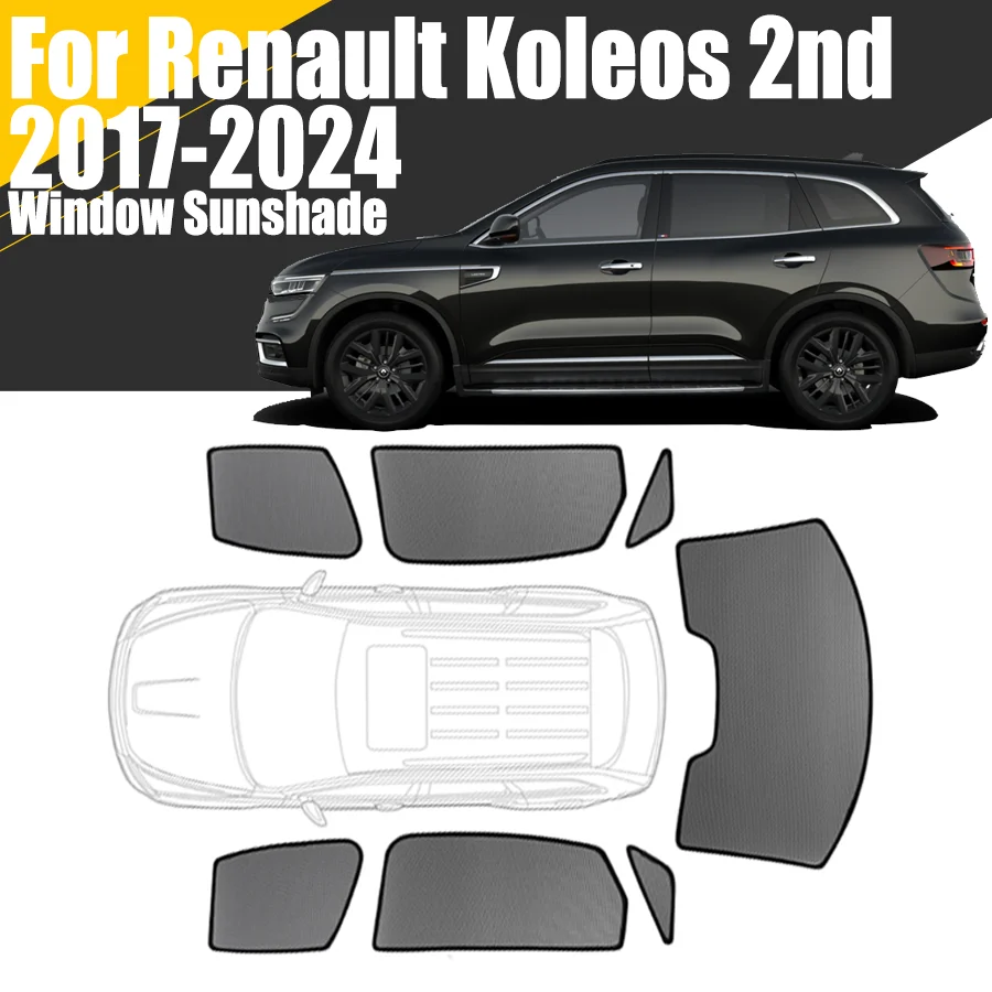 Custom Magnetic Car Window Sunshade For Renault Koleos 2nd 2017 - 2024 Curtain Mesh Front Windshield 2018 2020 2021 2022 2023