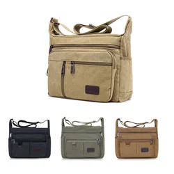 NEW Unisex Canvas Shoulder Bag Casual Tote Travel Men's Crossbody Bag Luxury Men multi-pocket Messenger Bag High Quality Handbag