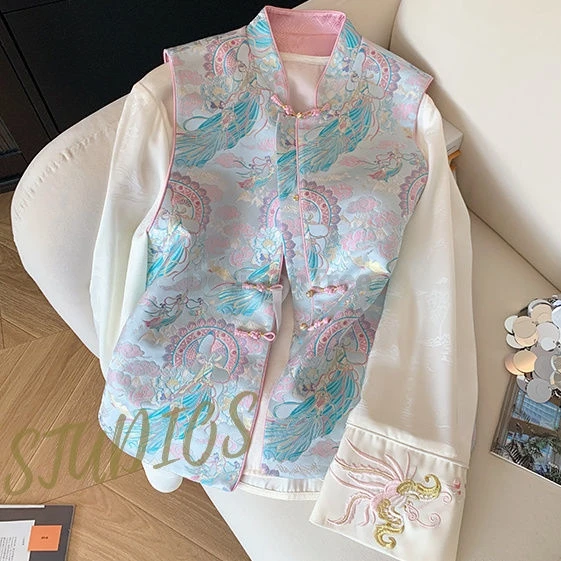

2025 chinese style jacquard high end women's vest advanced sense retro fashionable versatile singlet elegant temperament vest