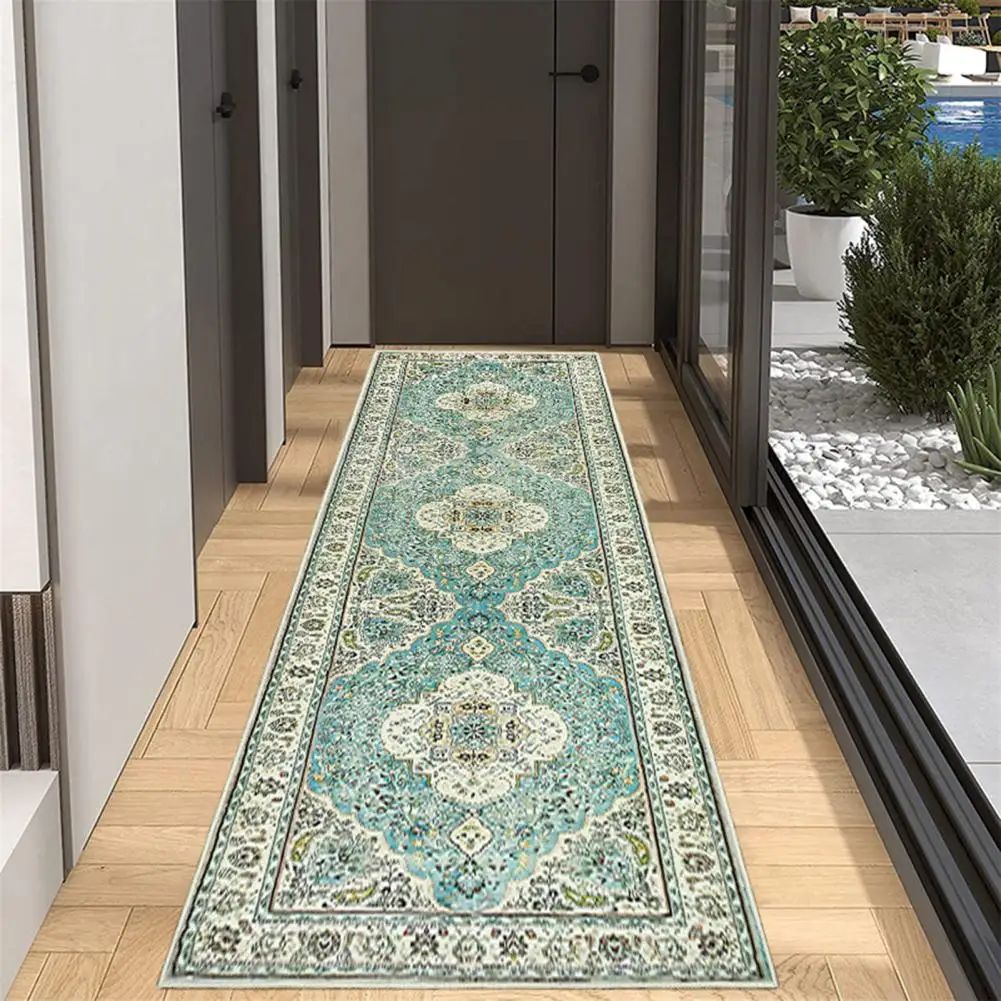 Hallway Runner Rug Vintage Machine Washable Runner Rug Soft Wear Resistant Non-slip Hallway Carpet Indoor Entryway for Long