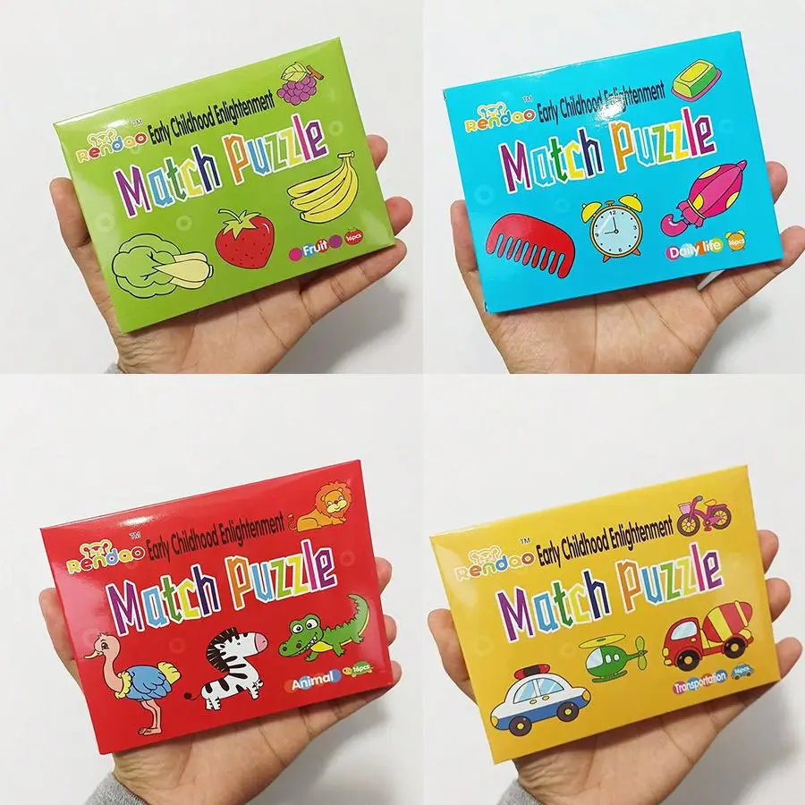 64pcs Puzzle Cards Toys For Kids Jigsaw Matching Game Education Toys Cartoon Shape Cognitive Training Gift Christmas Gifts