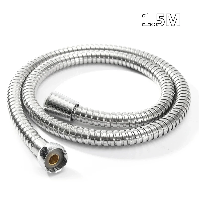 1.2m/1.5m/ 2m Stainless Steel Flexible Shower Hose Long Bathroom Shower Water Hose Extension Plumbing Pipe Pulling Tube