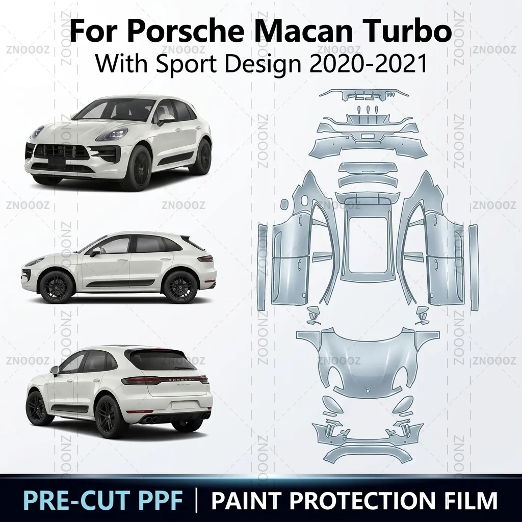 For Porsche Macan Turbo Sport Design 2020-2021 8.5Mil Precut PPF Paint Protection Film Full Vehicle Glossy Clear Matte Black