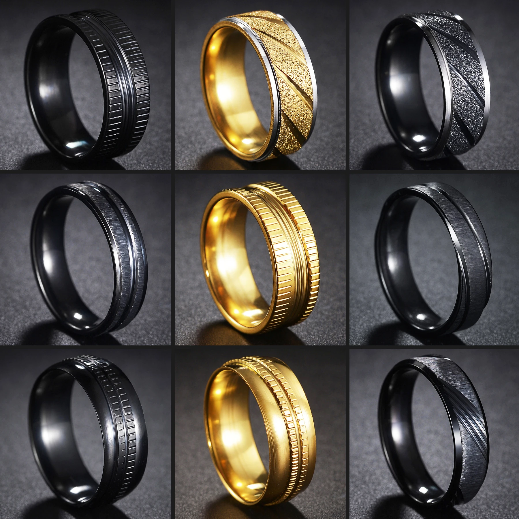 MeMolissa 6/8 мм черный золотой цвет из нержавеющей стали крутое модное кольцо для мужчин женщин свадьба юбилей ювелирные изделия подарок MeMolissa 6/8 мм черный золотой цвет из нержавеющей стали крутое модное кольцо для мужчин женщин свадьба юбилей ювелирные изделия подарок