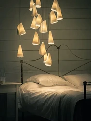 Minimalist modern bedroom bedside small chandelier designer minimalist villa artistic creativity duplex floor long chandelier