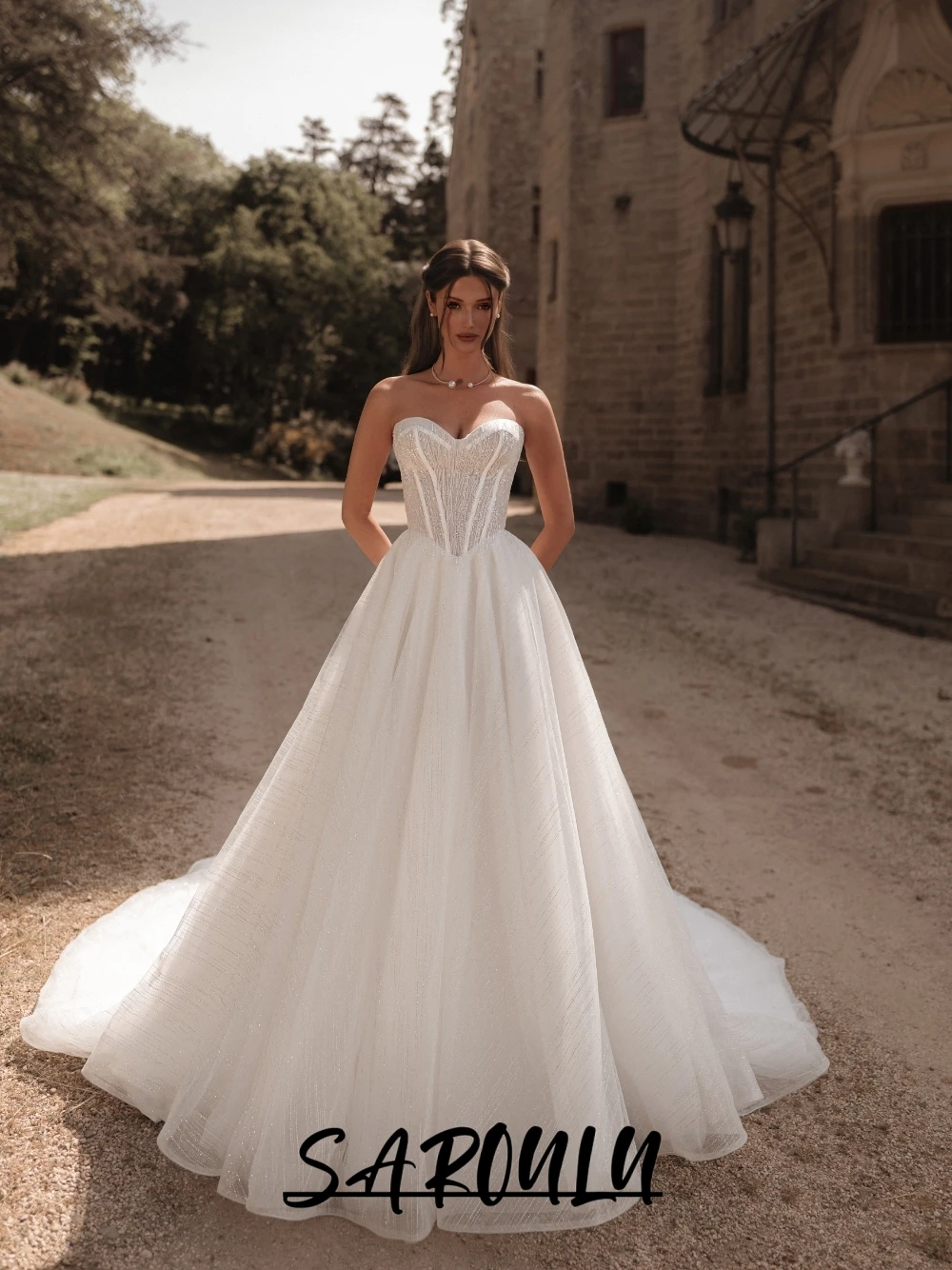 

2026 Ethereal Sweetheart Neckline Wedding Dress Shimmering A Line Classic Corset Bridal Gown Customized Long Wear No Veil