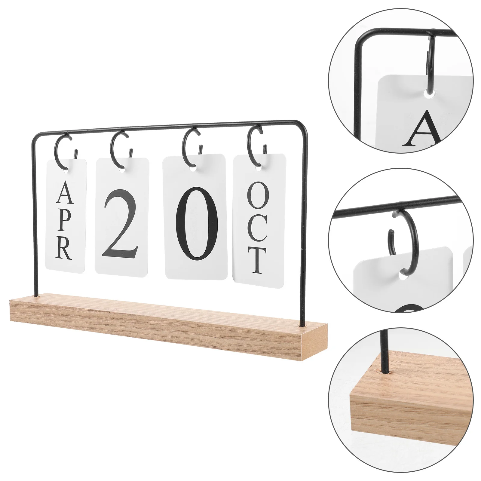 

Wood Flip Perpetual Desk Calendar Stylish Reusable Standing Desktop Decoration Office Desk Calendar Desktop Decoration