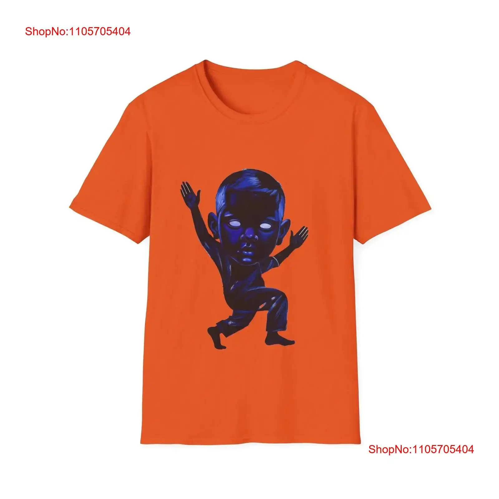 Blue Alien Baby Character T Shirt Cosmic Illustration Neon Space Art long or short sleeves vintage Washed fashion