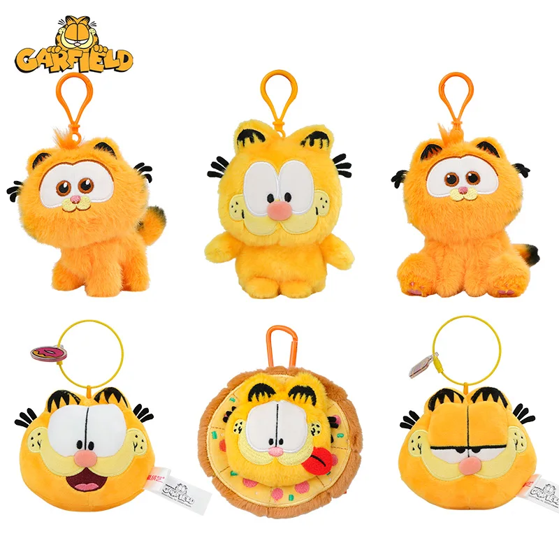 Llaveros de Peluche Originales de Garfield, Juguetes Suaves de Dibujos Animados, Colgantes de Peluche de la Familia Garfield, Gato Odie, Perro, Muñecos de Peluche, Regalos de Cumpleaños