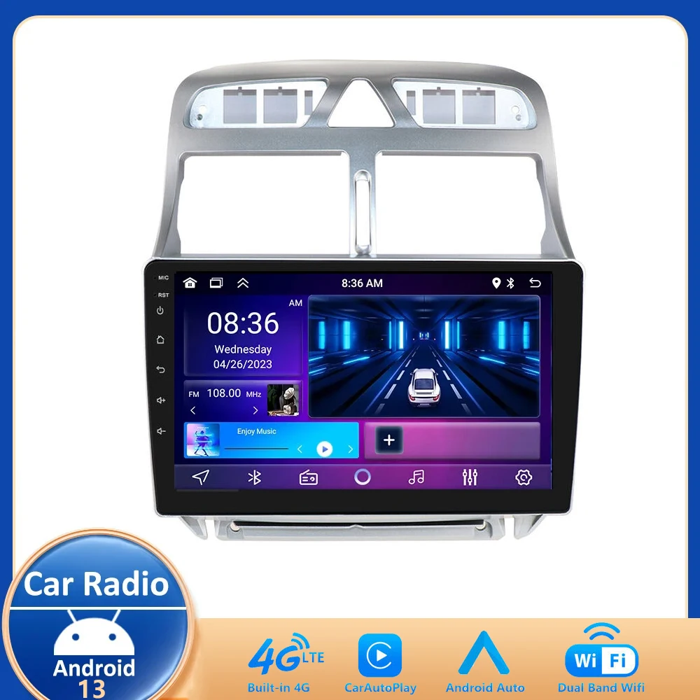 

9"INCH 2Din Android 13 Car Radio for Peugeot 307 307CC 307SW 2002 - 2012 2013 Multimedia CarPlay GPS RDS DSP Navigation