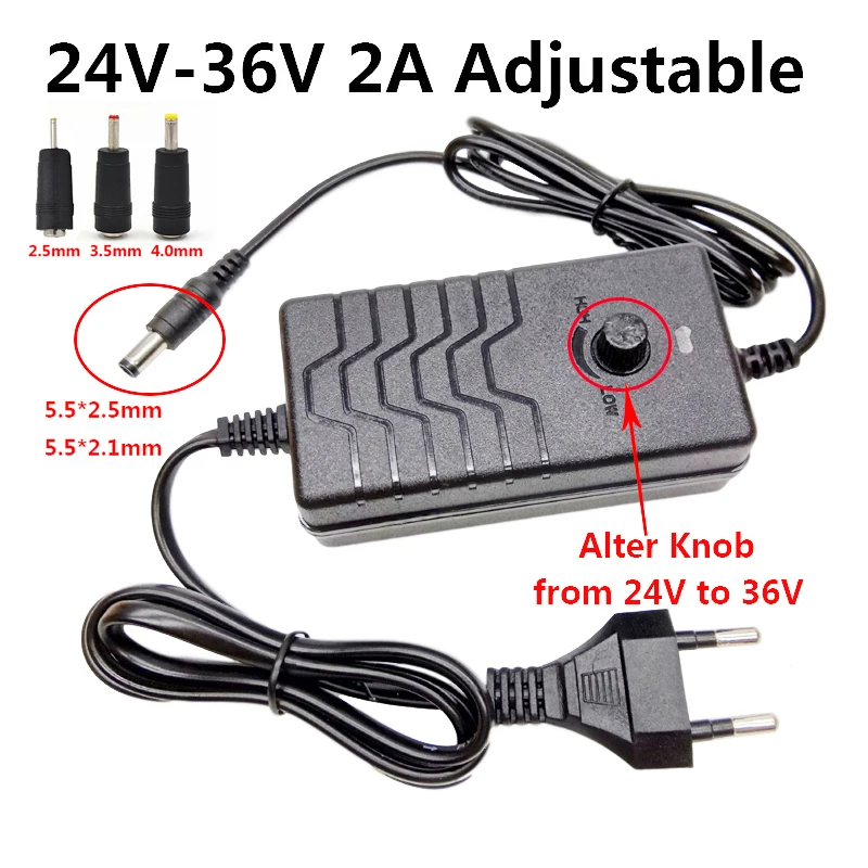 Adjustable 24V-36V 2A AC To DC 25V 27V 28V 29V 30V 31V 32V 28 volt Universal Power Supply Switching Adatpor Adapter Source EU