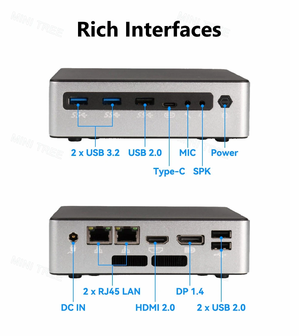 Intel N100 Mini PC 2xi226V 2.5G Lan NUC Desktop Computer Triple Disply Windows 11 Office Mini Box PC 4cores 16G DDR5 512GB SSD