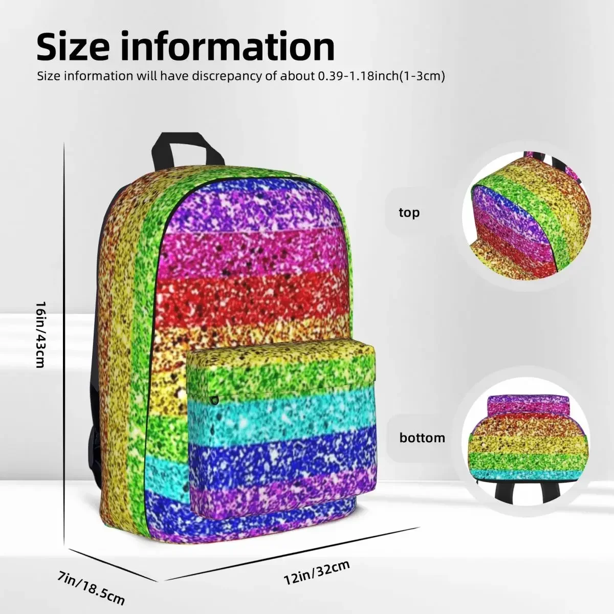 Rainbow Glitter Woman Backpacks Boys Girls Bookbag Casual Children School Bags Portability Laptop Rucksack Shoulder Bag