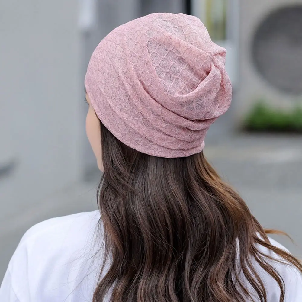 شبكة رقيقة قبعة صغيرة وشاح الهيب البوب تنفس Skullies قبعة الكروشيه فارغة قبعة واقية من الشمس النساء