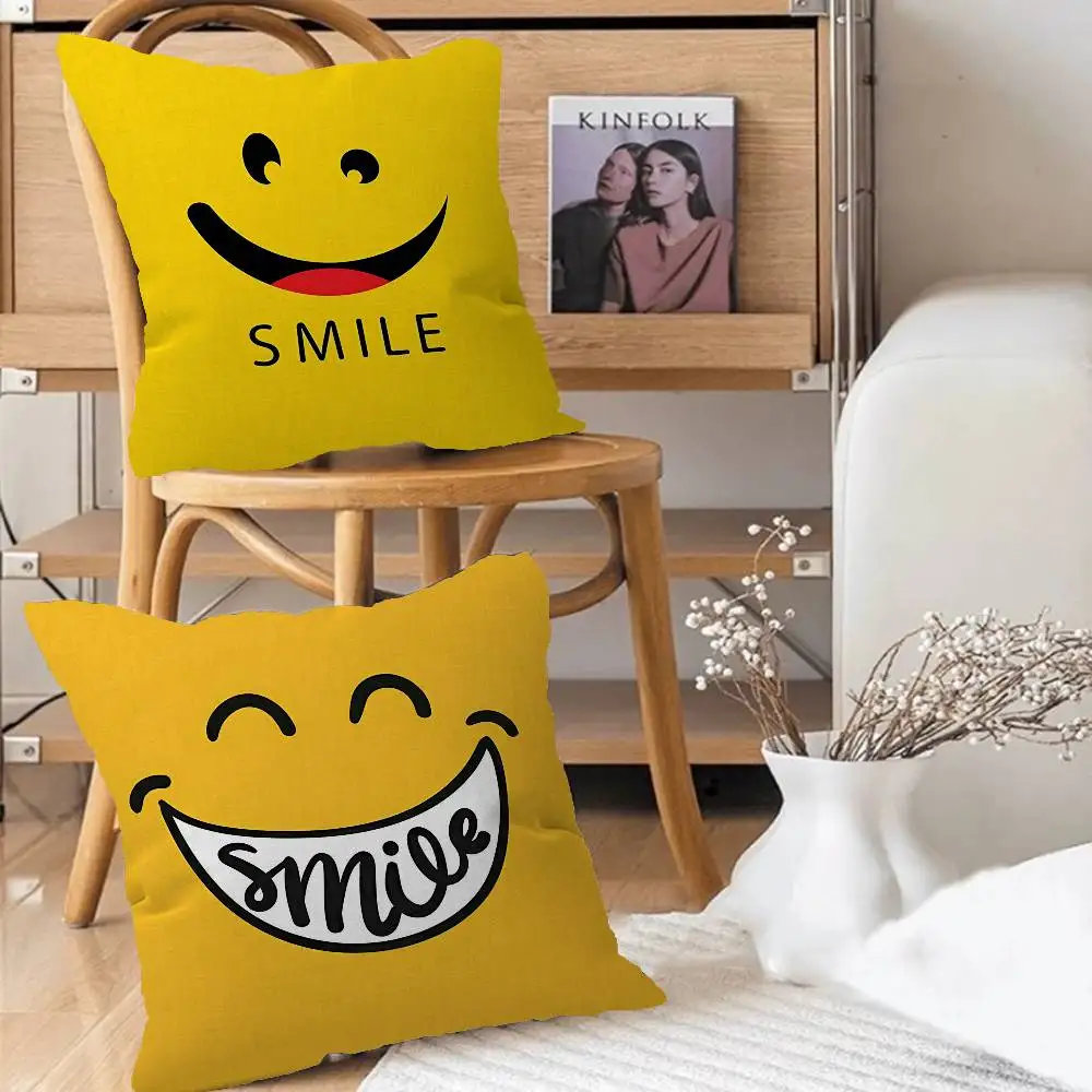S-smile Logo Pillow Case Removable Washable Cushion Cover – All-Season Soft Linen