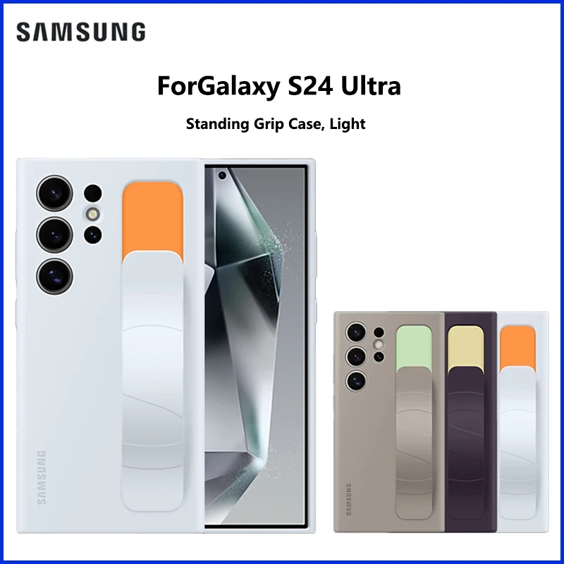 

Оригинальный силиконовый защитный чехол для Samsung S24 Ultra с подставкой и ремешком на запястье, тонкий, ударопрочный, официальный, аутентичный, модель EF-GS928