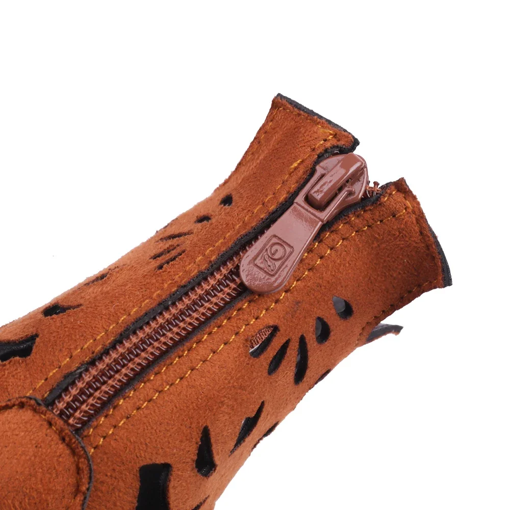 Summer Fashion Cutout Brown Women Sandals Pointed Toe Hollow High Block Heels Lady Party Shoes Plus Size 11 43 46 - view 5