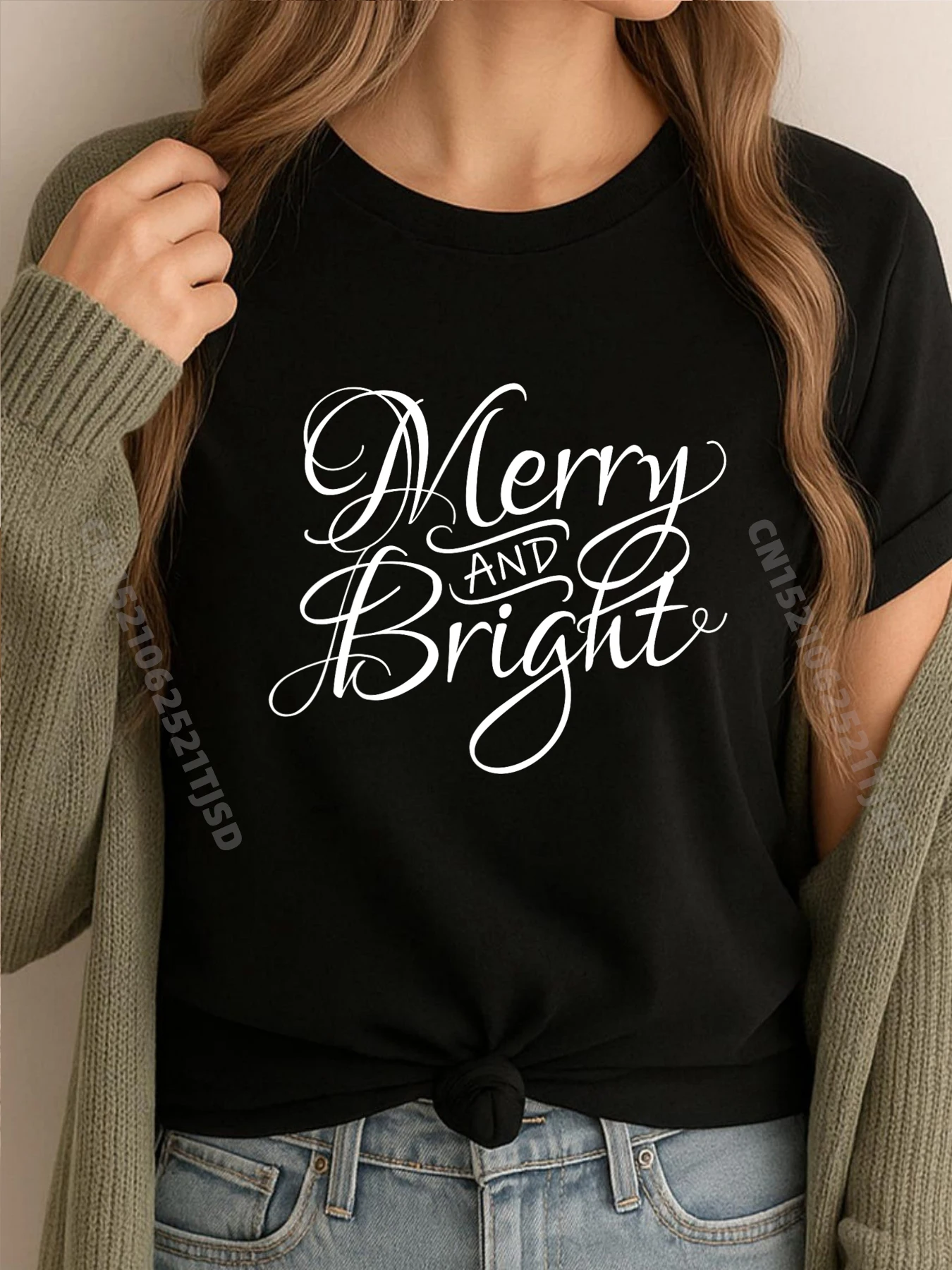 

Рождественские женские футболки Merry Bright, повседневные рождественские футболки оптом, 100 шт., мужская мужская одежда, 2025 футболок с надписью