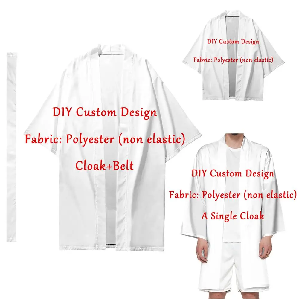 

Summer Men's Long Kimonos Anime Cosplay Dojo Cloak With Free Custom Patterns DIY Haori Samurai Kimono Women Japanese Beach 2023