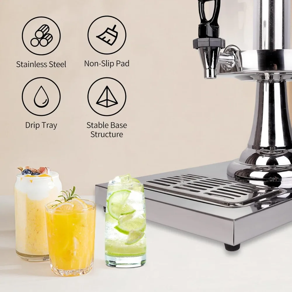 2.2 Gallon Stainless Steel Drink Dispenser with Ice Core, Drip Tray & Stand for Parties - view 4