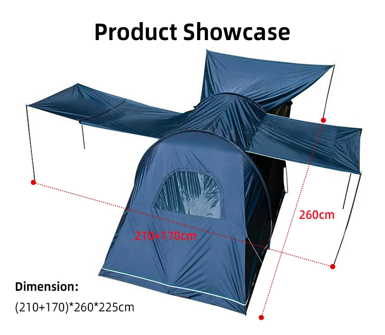 Carbon Steel Pole Family Large Space Truck Tailgate Naturehike Camping Tent Car Side Tent Canopy Camping Car Rear Tent For Suv image 6